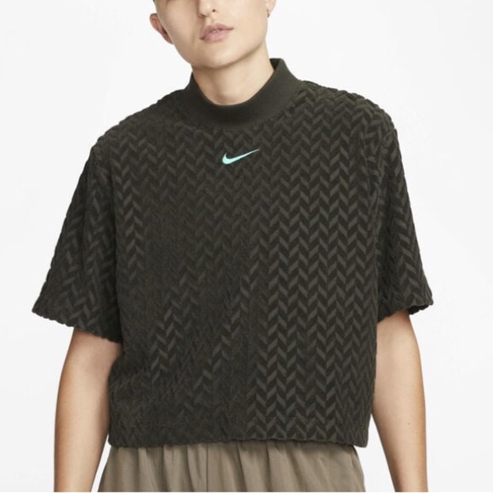 Nike Modern Everyday Sportswear Terry Dark Green Top